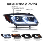 Faros delanteros BMW Serie 3 BM-A157A / TT-BM-A157B para BMW Serie 3 E90 (2005–2012) Lámpara de cabeza - Miniatura de la galería de productos 6
