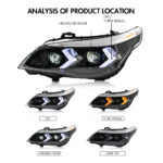 BMW 5-Series Headlight A209-A For BMW 5-Series E60 E61 (2005-2007) / (2008-2010) كشافات - صورة مصغرة لمعرض المنتجات 6