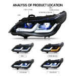 Farol BMW Série 5 A209-B Para BMW Série 5 E60 E61 (2005–2007) / (2008–2010) Farol - Miniatura da galeria de produtos 6