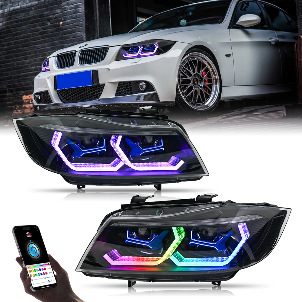 A204-B-RGB LED Headlights for BMW 3 Series E90 E91 (2005–2012) 32 LED Car Headlight