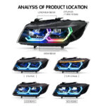 Fari LED A204-B-RGB per BMW 3 Serie E90 E91 (2005–2012) - Miniatura della galleria del prodotto 8
