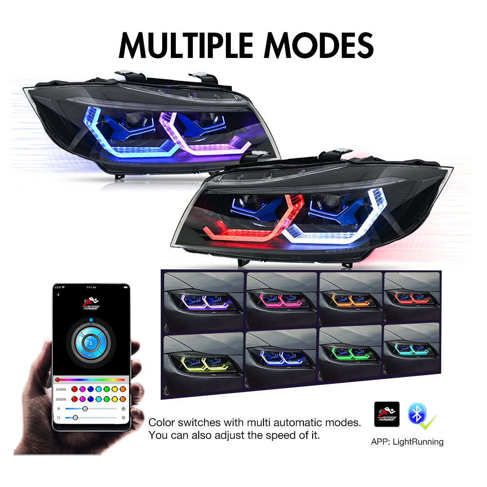 A204-B-RGB LED Headlights for BMW 3 Series E90 E91 (2005–2012) - View 4