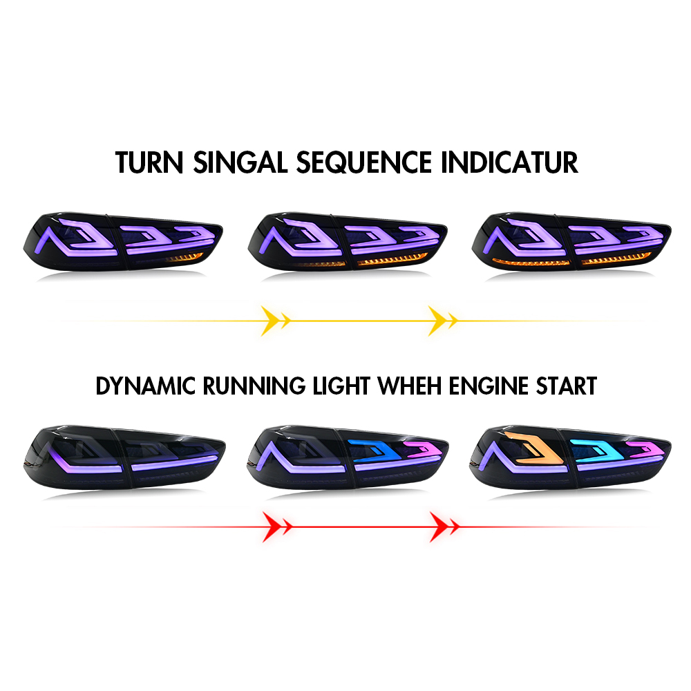 B126-RGB LED Tail Lights for Mitsubishi Lancer 2008–2018 (Smoke Style) - View 9