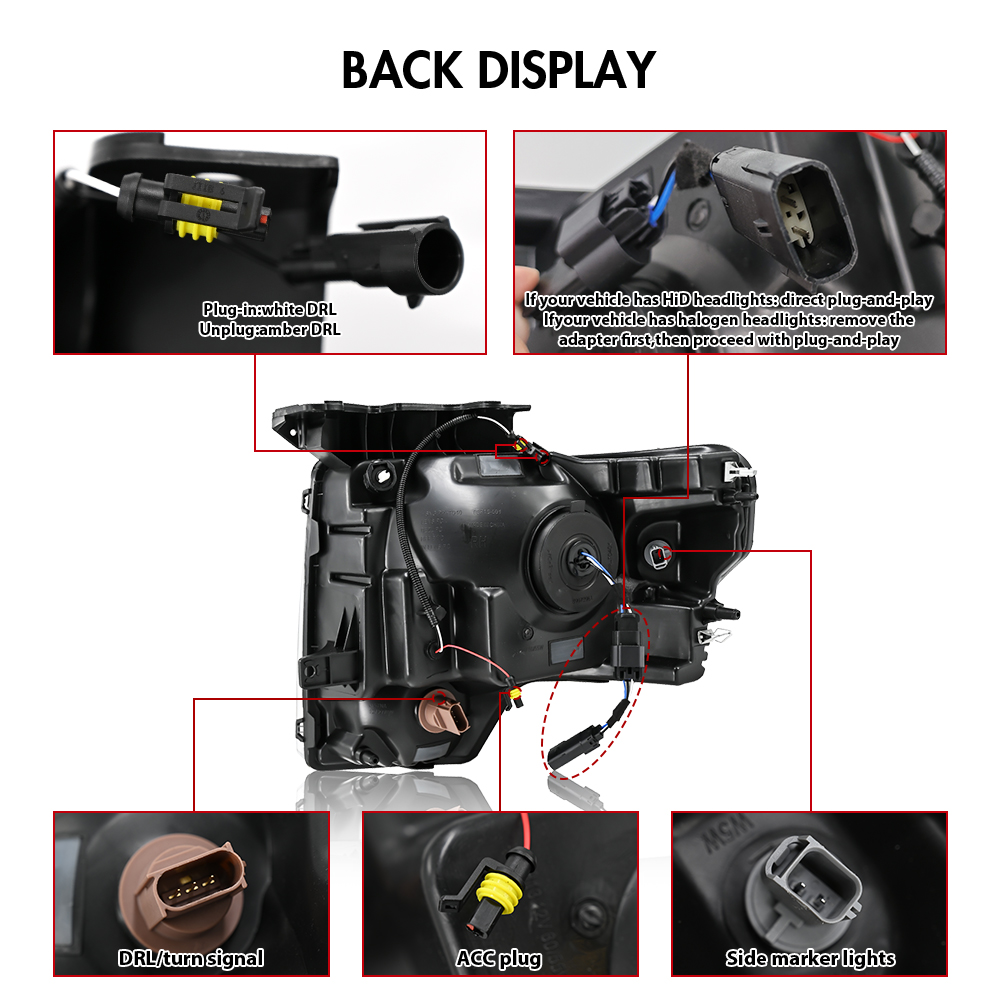 ABC F150-A509 LED Projector Headlights with Amber DRL Turn for Ford F-150 2009–2014 - View 6