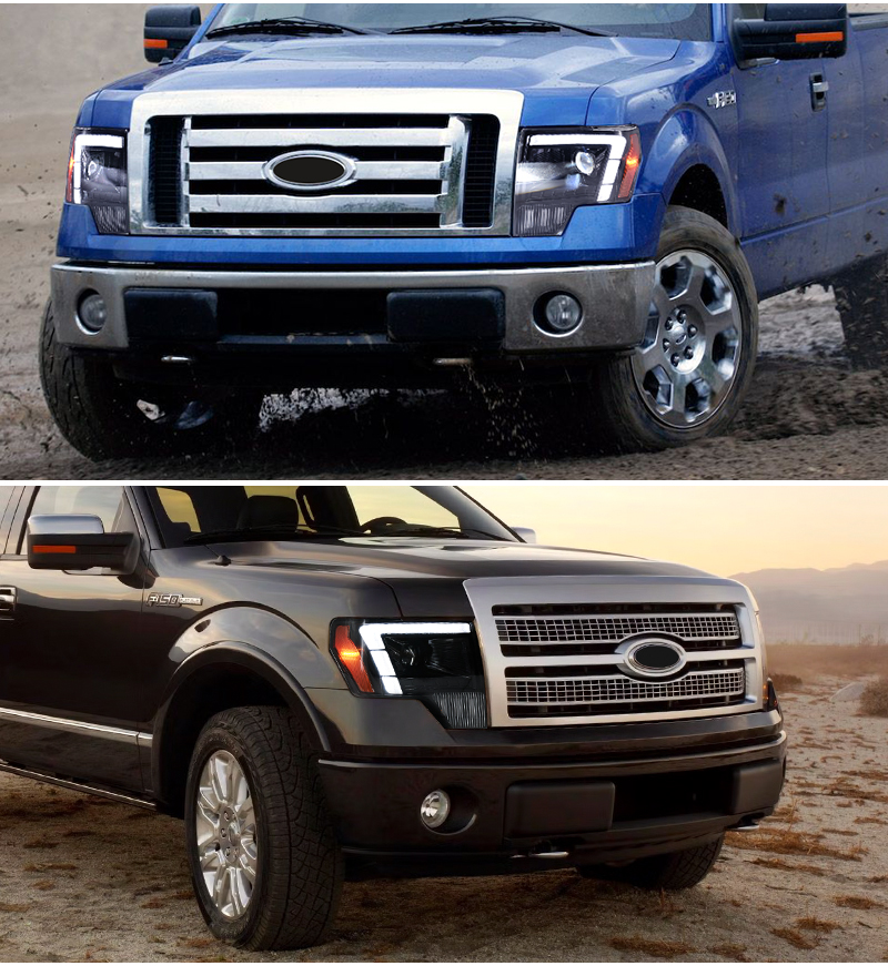 ABC F150-A509 LED Projector Headlights with Amber DRL Turn for Ford F-150 2009–2014 20 LED Headlight