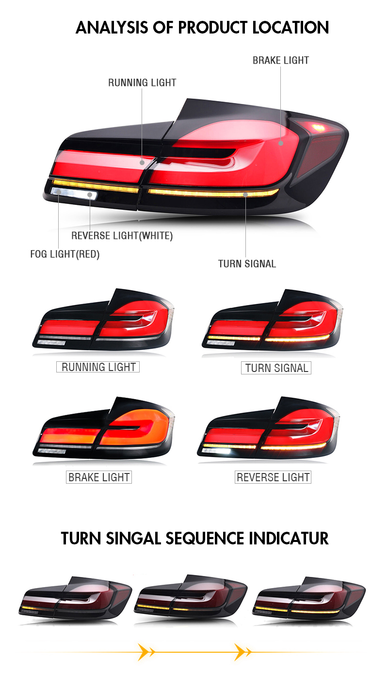 BMW 5 Series Tail Lights BM-B132F For BMW 5-Series F10 F18 (2011–2017) Tail Lamp 16 Tail Light