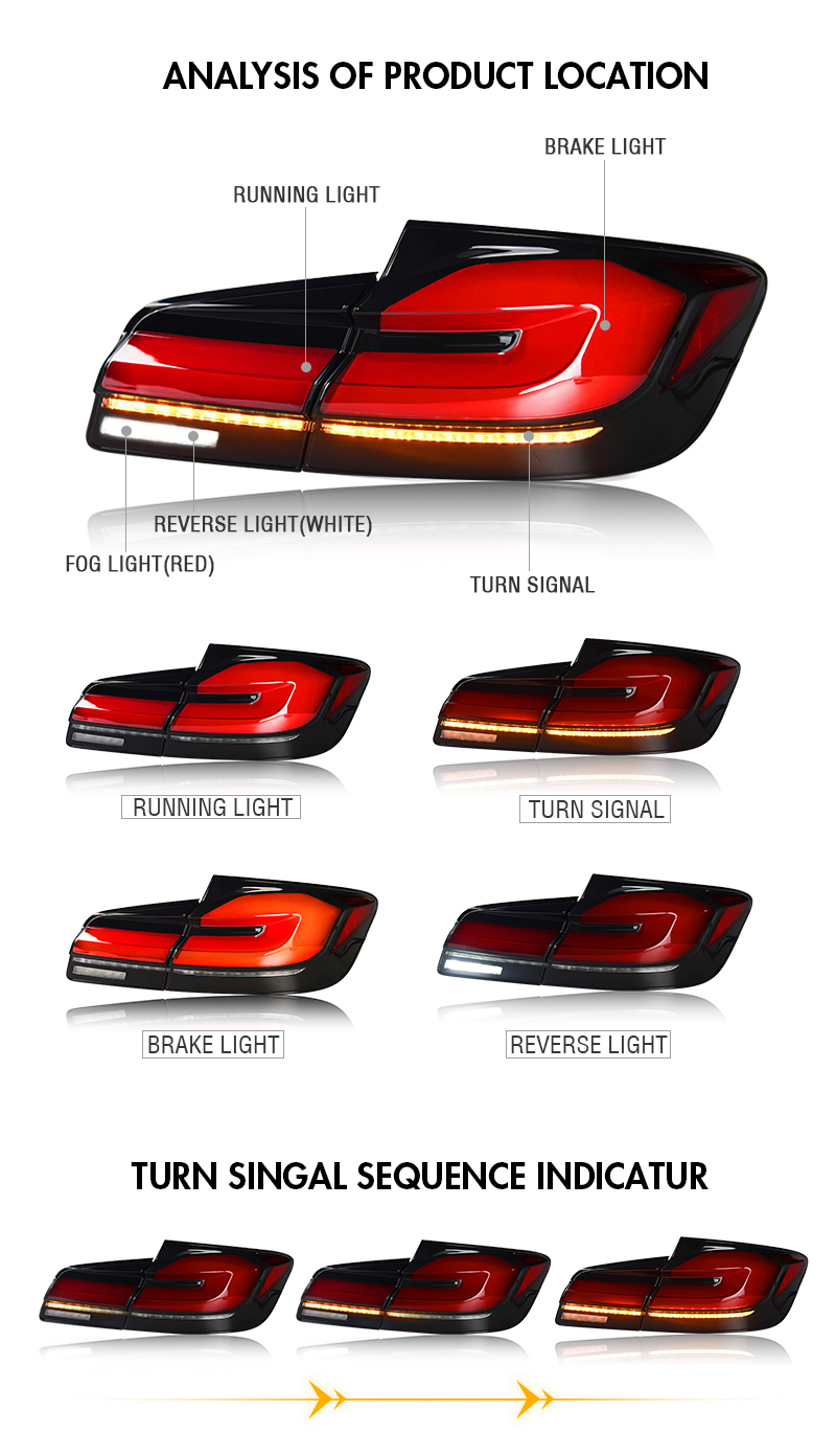 BMW 5 Series Tail Lights BM-B132 For BMW 5-Series F10 F18 (2011–2017) Tail Lamp 16 Tail Light