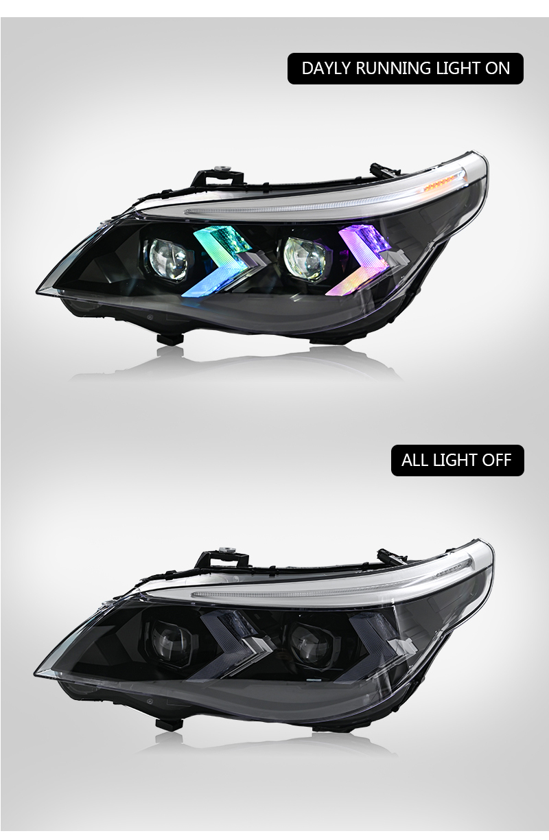 BMW 5-Series RGB Headlight A209-A-RGB For BMW 5-Series E60 E61 (2005–2007) / (2008–2010) Headlamp 24 RGB Headlight