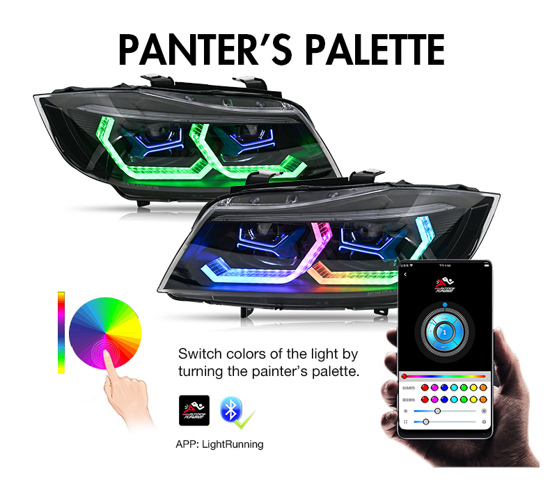 BMW 3-Series RGB Headlight E90-A204-A-RGB / E90-A204-A-H For BMW 3-Series E90 E91 (05–12) Head Lamp 29 RGB Headlight
