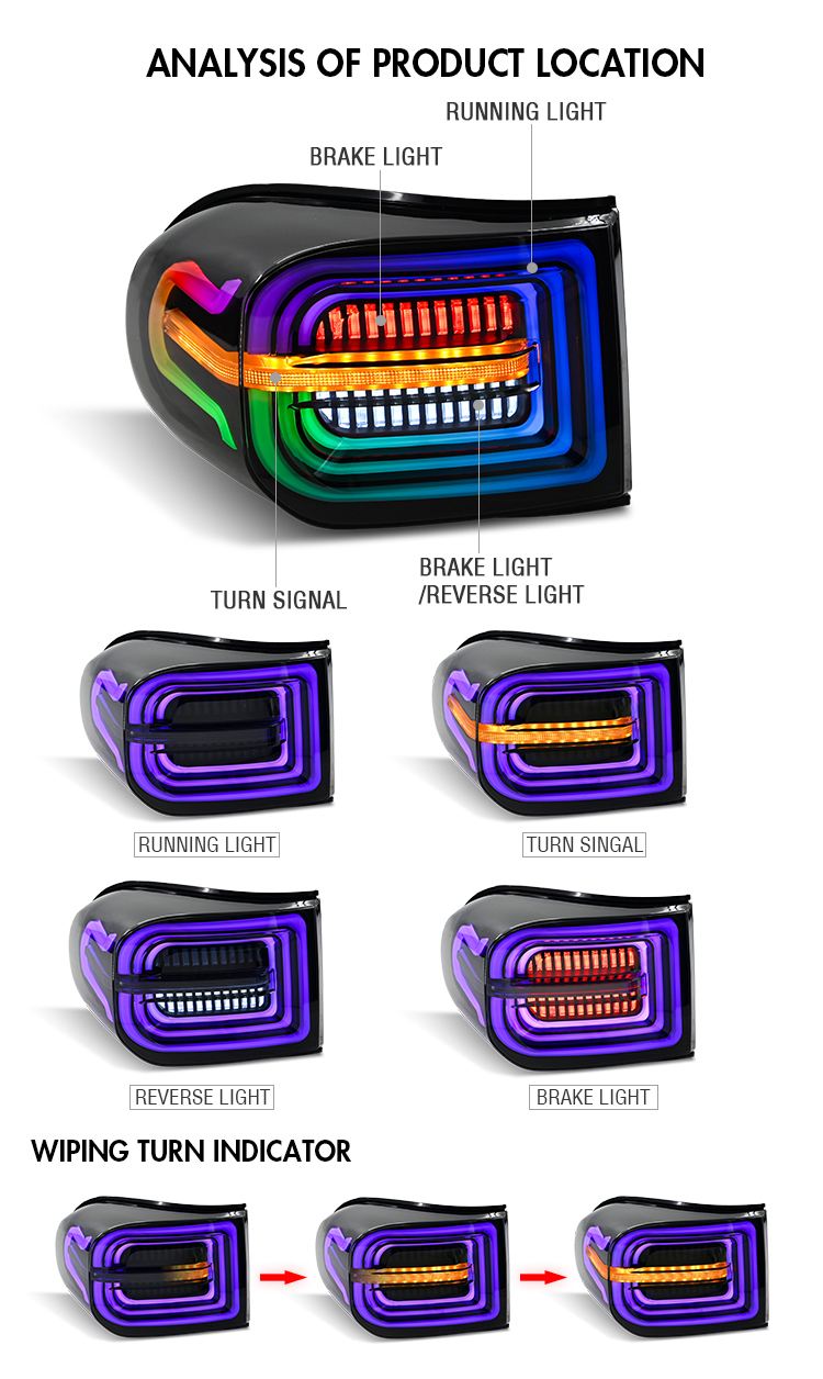 Toyota FJ Cruiser Tail Lights TT-FJ-B128B / TT-FJ-B128B-RGB For Toyota FJ Cruiser Tail Lamp 21 FJ Cruiser Tail Lights