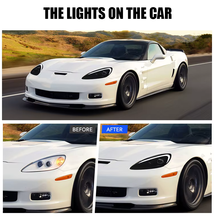 LED Headlights for Chevrolet Corvette C6 2005–2013 (Porsche-Style Design) 15 LED Headlights