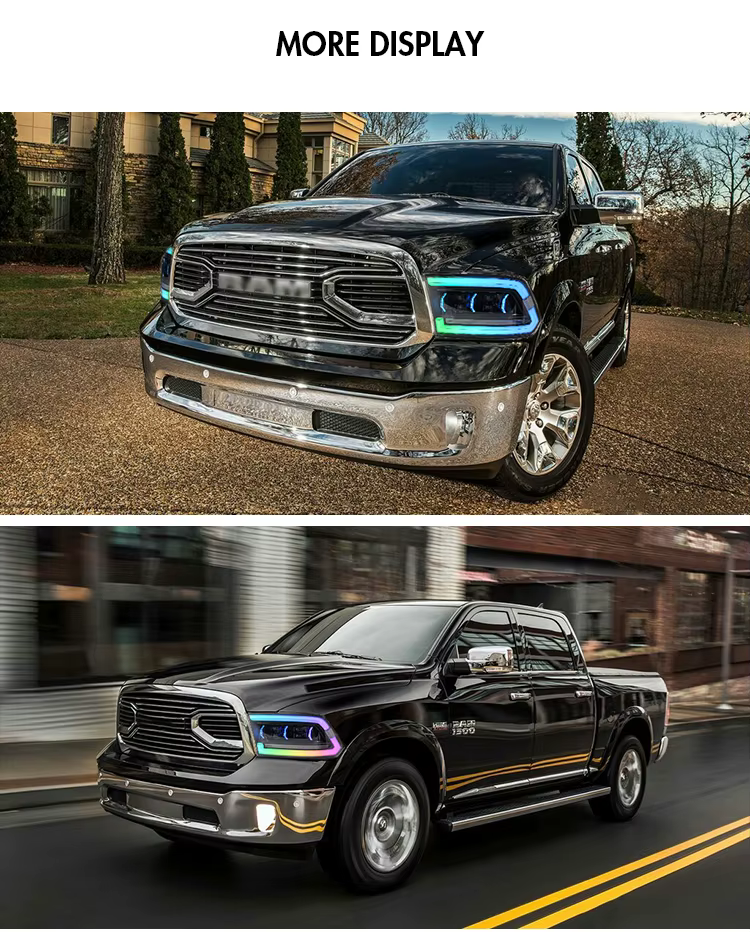 LED Headlights with RGB Running Lights for Dodge RAM 1500 / 2500 (2009–2018) 26 RGB Running Lights