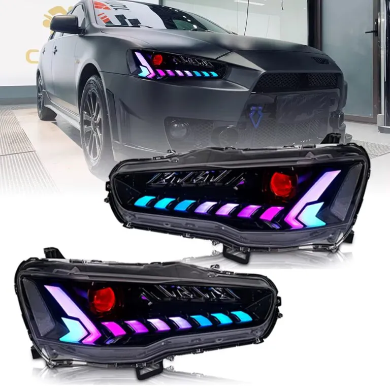A145-RGB LED Headlights for Mitsubishi Lancer EVO X 2008–UP - Detail View