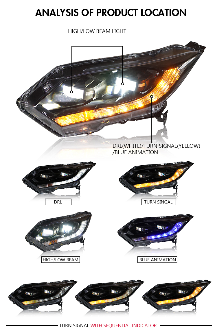 Honda HR-V Headlights HRV-A151 For Honda HR-V (2015–2018) Head Lamp 17 HR-V Headlights