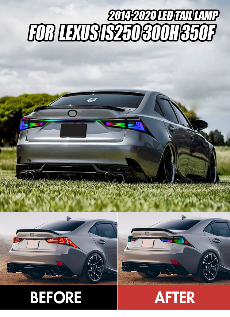 B138K-RGB Tail Lights For Lexus is2014-2020 is250 300 350 500 isf 200t Tail lamp 17 RGB LED Tail Light