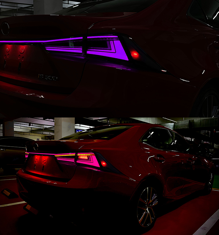 B138K-RGB أضواء خلفية لسيارة لكزس is2014-2020 is250 300 350 500 isf 200t مصباح خلفي 24 RGB LED Tail Lights
