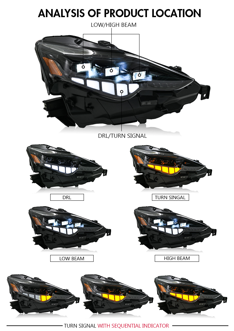 IS-A508 LED Headlights for Lexus IS350 / IS250 / IS200t / IS300 (2014–2016) 18 LED Headlight