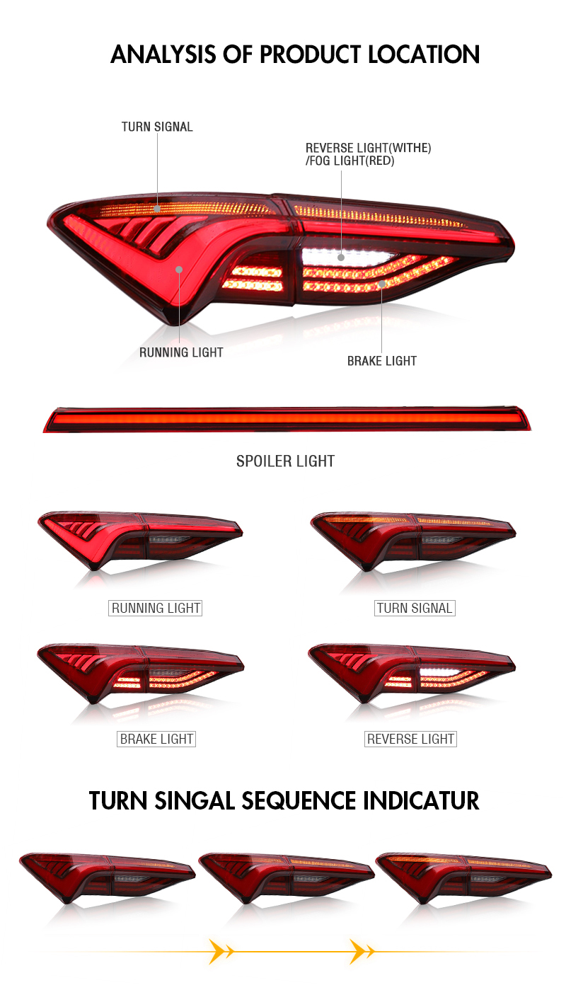 YZL-B103B LED Tail Lights for Toyota Avalon 2019–2021 16 LED Tail Light