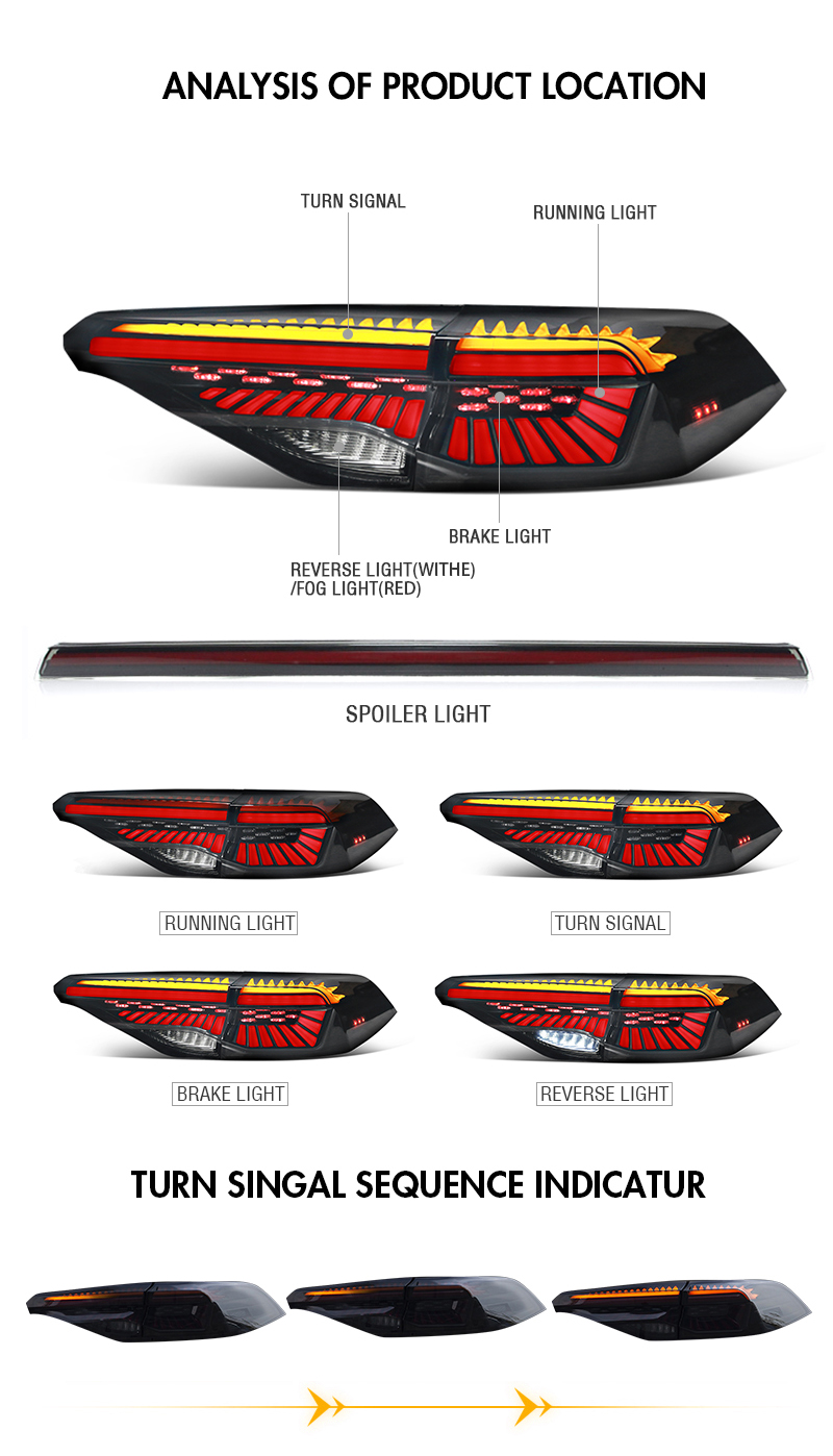 TT-LL-B105C Sequential LED Tail Lights for Toyota Corolla 2020–2023 14 LED Tail Light