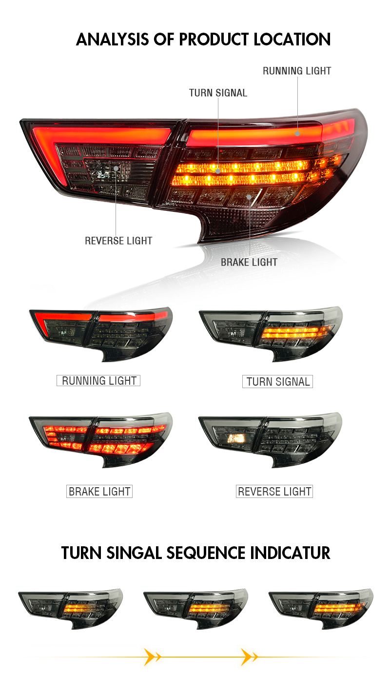 Toyota Reiz Tail Lights RZ-B106B For Toyota Reiz (2013–2015) Tail Lamp 14 Reiz Tail Lights