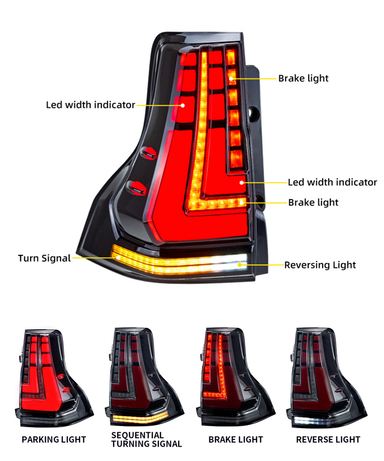 Toyota Prado Tail Lights GX-B107B For Toyota Prado or Lexus GX (2018–2021) Tail Lamp 16 Prado Tail Lights