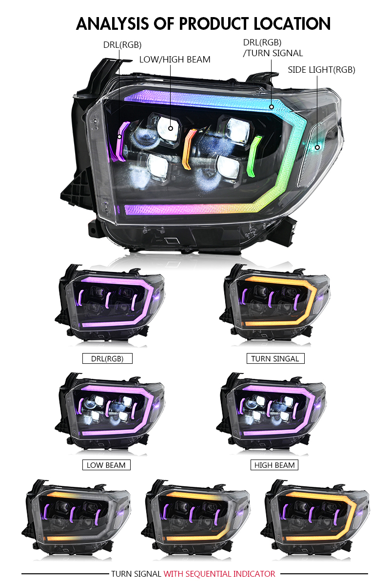 Toyota Tundra Headlights A181-RGB For Toyota Tundra (2014–2021) Headlight 23 Tundra Headlights