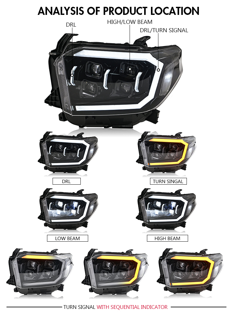 Toyota Tundra Headlights A181-A For Toyota Tundra (2014–2021) Head Lamp 17 Tundra Headlights