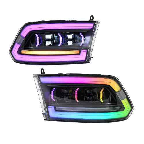 LED Headlights with RGB Running Lights for Dodge RAM 1500 / 2500 (2009–2018) - Main View