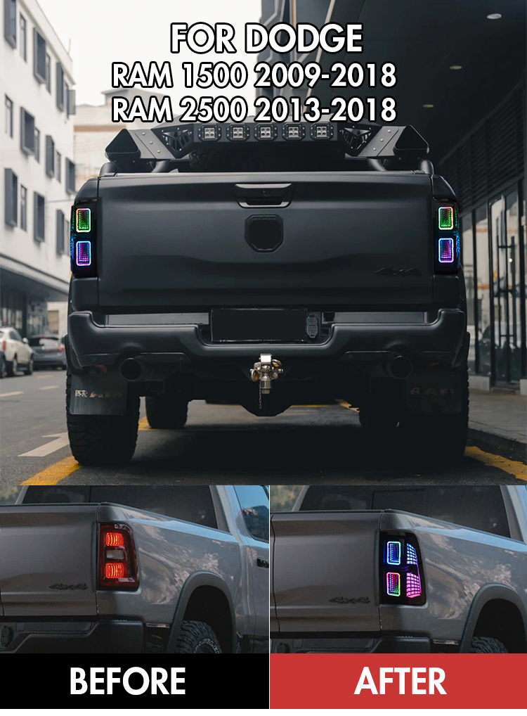 B175-RGB RGB Tail Light for Dodge RAM 1500 & 2500 (2009–2018) 17 RGB LED Tail Light