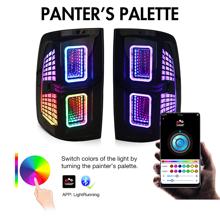 B175-RGB RGB Tail Light for Dodge RAM 1500 & 2500 (2009–2018) 18 RGB LED Tail Light