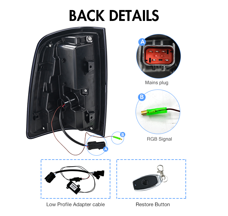 B175-RGB RGB Tail Light for Dodge RAM 1500 & 2500 (2009–2018) 23 RGB LED Tail Light