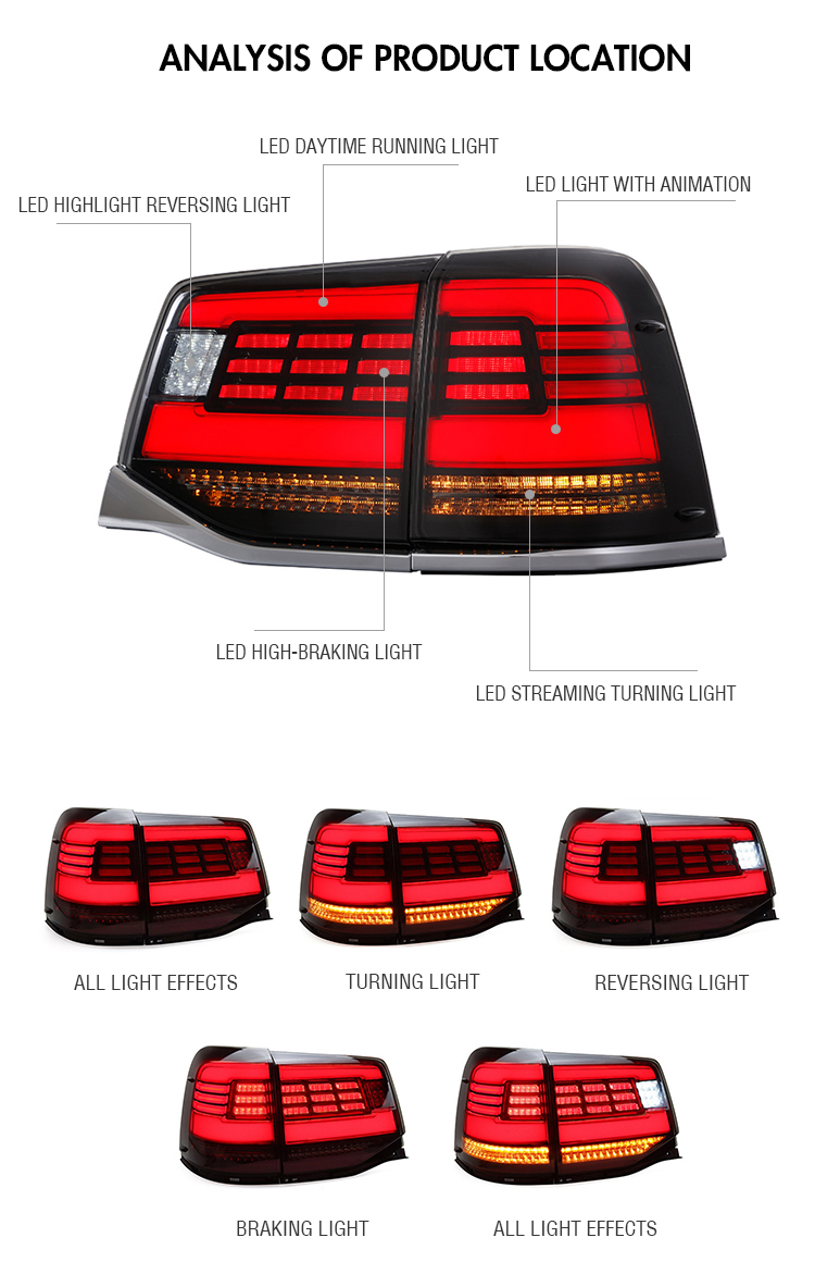 Toyota Land Cruiser Tail Lights LAND-B120B For Toyota Land Cruiser (2016–2020) Tail Lamp 16 Land Cruiser Tail Lights