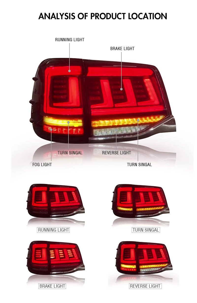 Toyota Land Cruiser Tail Lights LAND-B120 For Toyota Land Cruiser (2016–2020) Tail Lamp 14 Land Cruiser Tail Lights