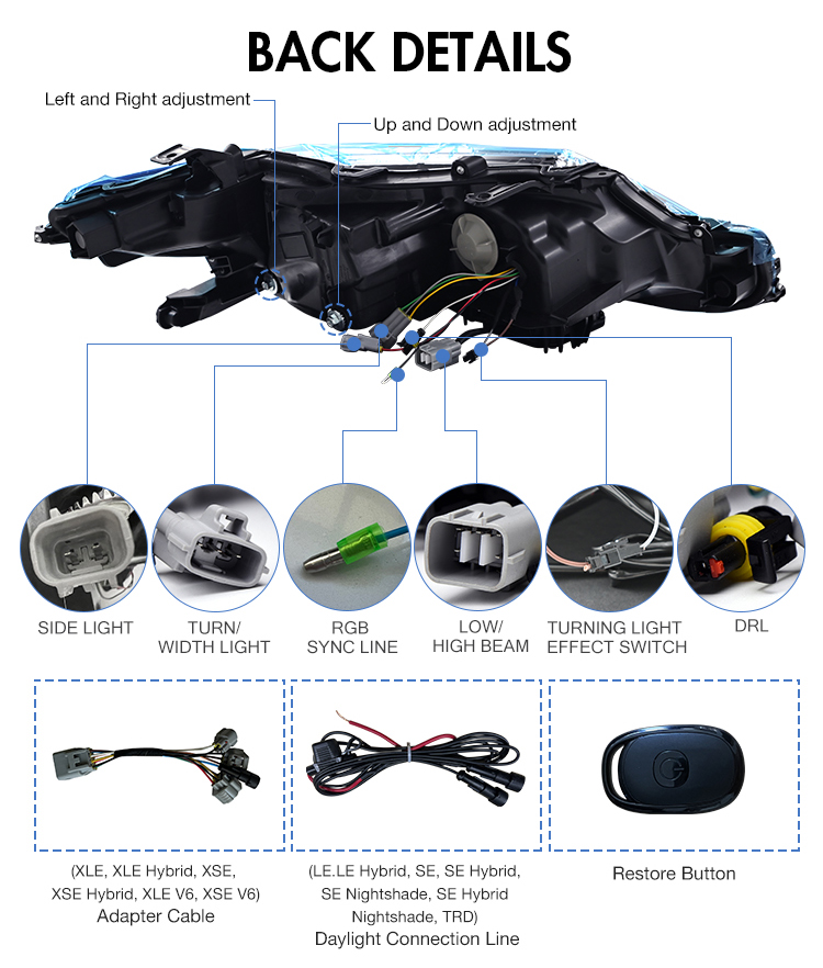 A146-4T-RGB LED Headlights for Toyota Camry 2018–2023 29 RGB LED Headlight