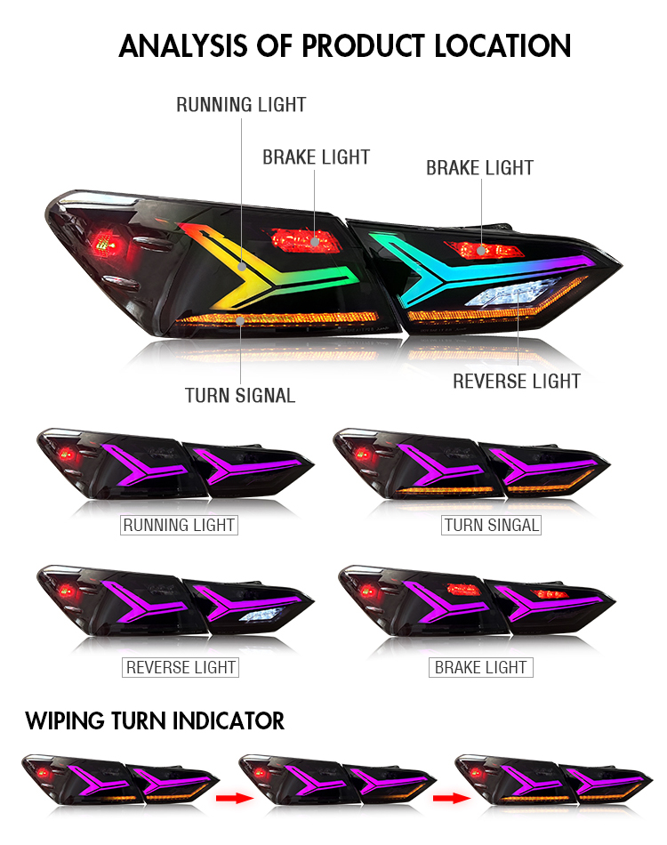 B101Y-RGB LED Tail Light for Toyota Camry 2018–2023 19 RGB LED Tail Light