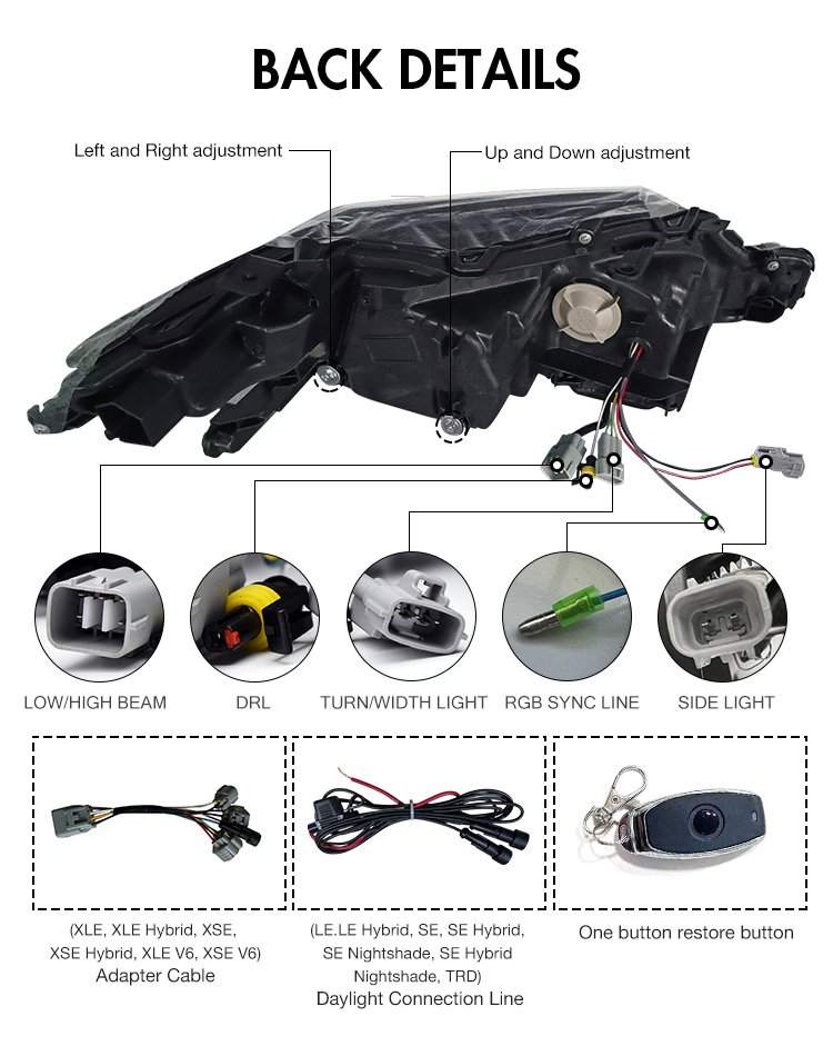 A146C-RGB LED Headlights for Toyota Camry 2018–2023 23 RGB LED Headlight