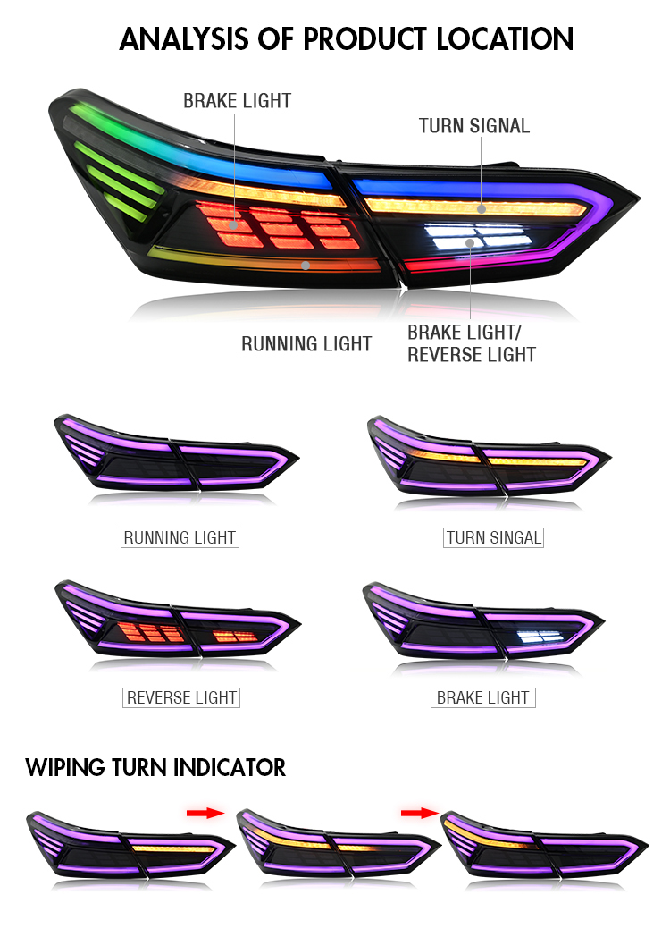 B101T-RGB LED Tail Light for Toyota Camry 2018–2023 17 RGB LED Tail Light