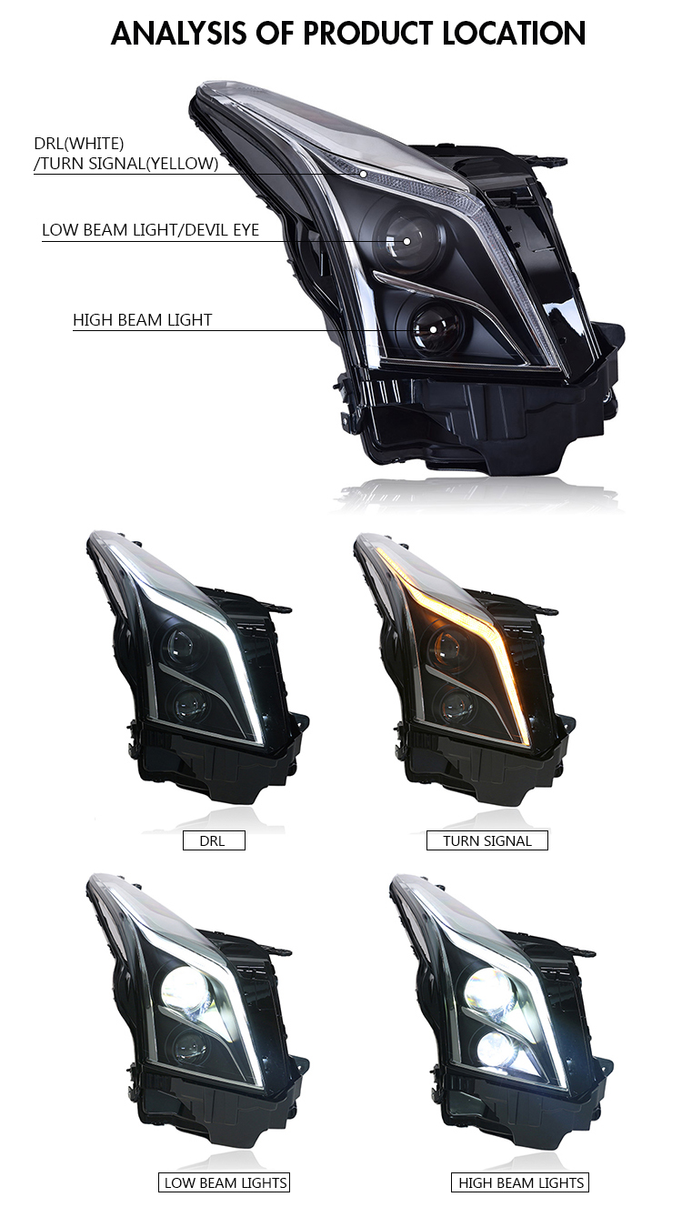 A144 LED Headlights for Cadillac ATS / ATS-L 2013–2019 17 LED Headlight