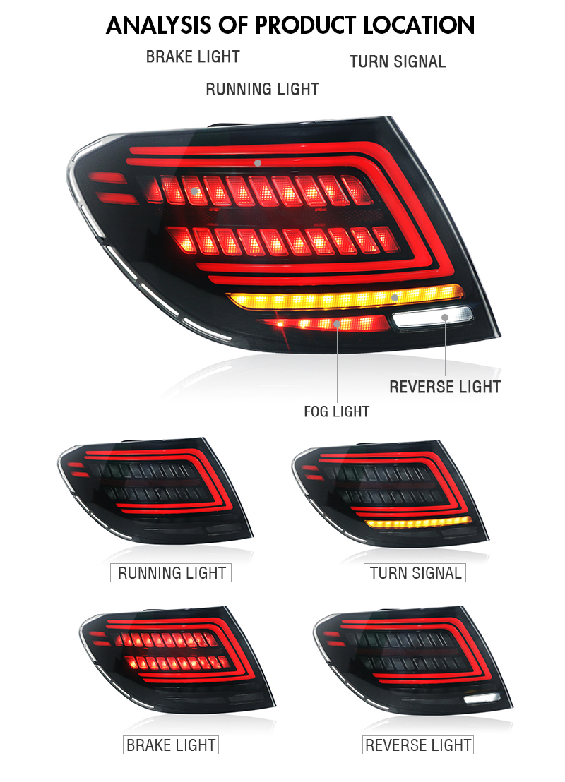 BC-B156 Tail Lights For BENZ W204 C180 C200 C260 C300 07-14 TAIL lamp 16 LED Tail Light