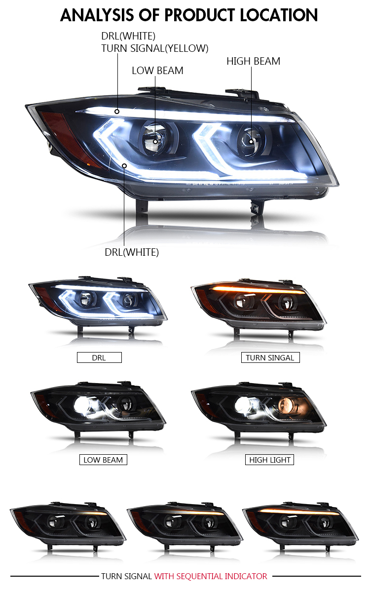 BMW 3-Series Headlights BM-A157A / TT-BM-A157B For BMW 3-Series E90 (2005–2012) Head Lamp 17 BMW 3-Series Headlights