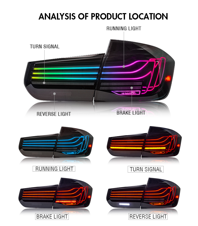 BM-B194-RGB LED Tail Lights for BMW 3 Series 2013–2018 22 RGB LED Tail Light