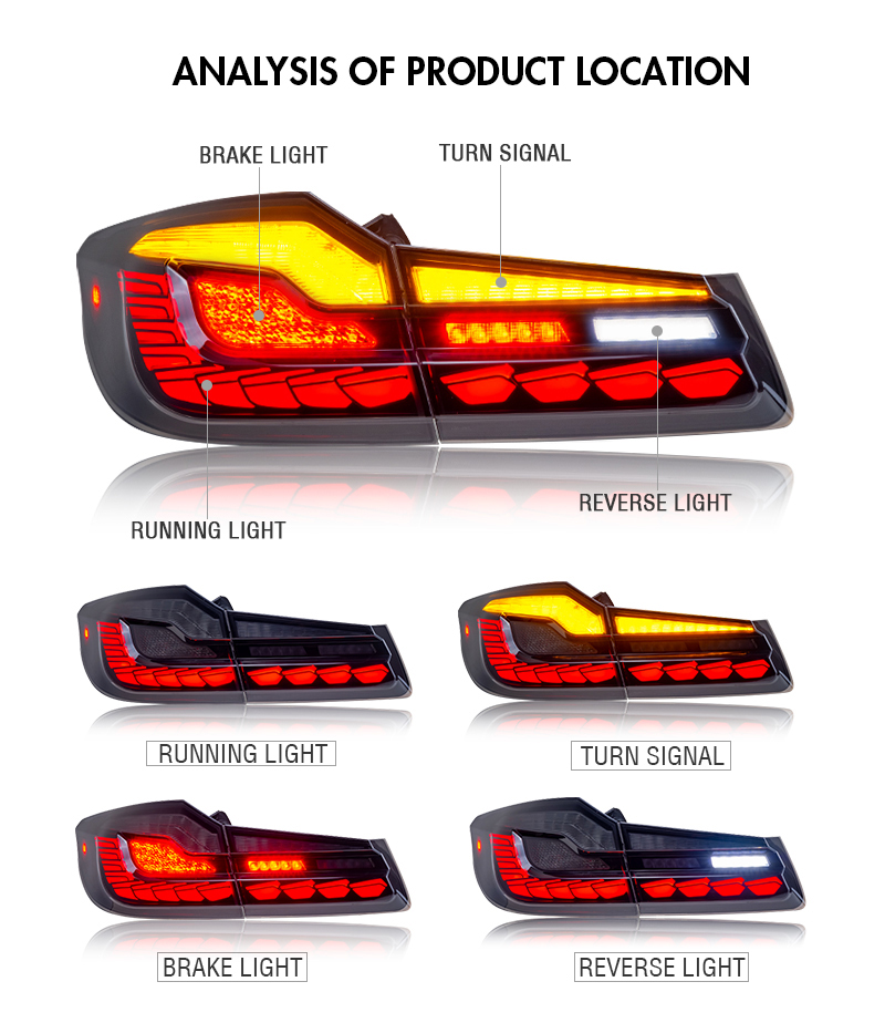 BMW 5 Series Tail Lights BM-B132L For BMW 5-Series G30 G38 (2018–2022) Tail Lamp 16 Tail Light