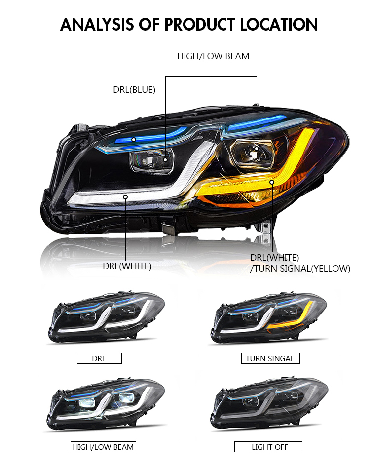 BMW 5 Series Headlight BM-A159A For BMW 5-Series F10 F18 (11–13) Head Lamp 19 Headlight
