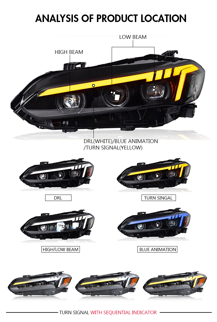 A168 Head Lamp Headlight for Honda Civic 2022 Head Lamp 17 Head Lamp Headlight