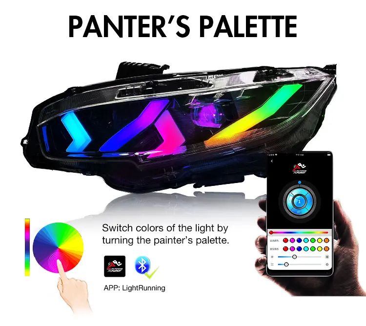 A110B-RGB Car Front for Honda Civic Headlights 2016-2021 18 Honda Civic Headlights