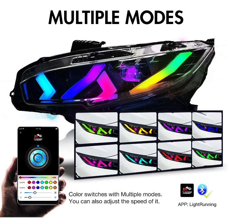 A110B-RGB Car Front for Honda Civic Headlights 2016-2021 20 Honda Civic Headlights