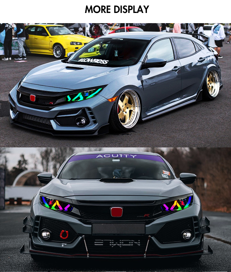 A110B-RGB Car Front for Honda Civic Headlights 2016-2021 24 RGB LED Headlights
