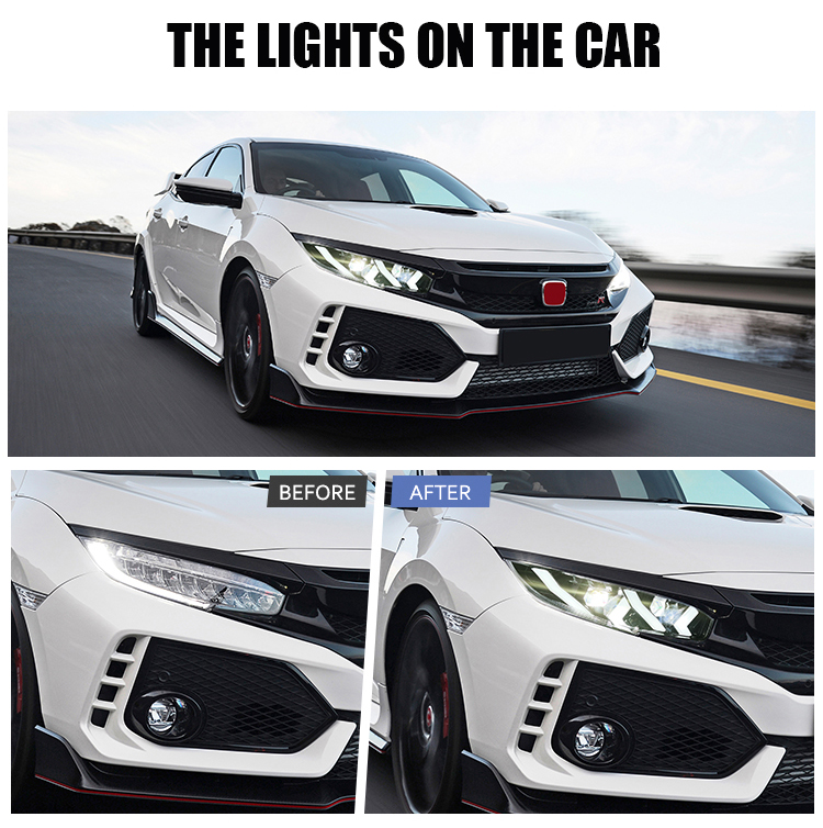 A110B Head Lamp Upgrade LED Headlights for Honda Civic 2016–2021 16 LED Headlights