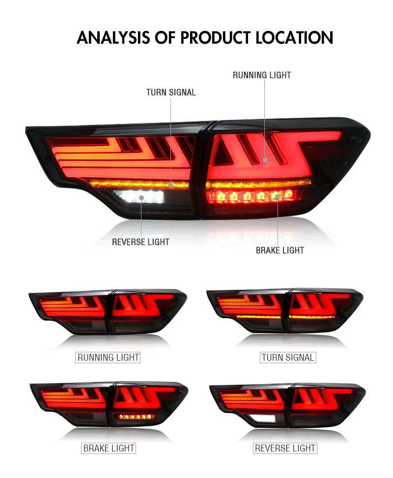 HLD-B104 LED Tail Lights for Toyota Highlander 2014–2019 16 LED Tail Light
