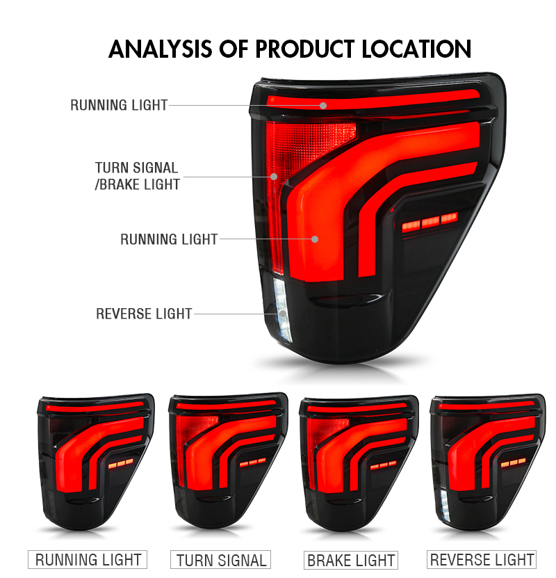 F150-B607-R LED Tail Lamp for Ford F-150 2021–2025 18 LED Tail Light